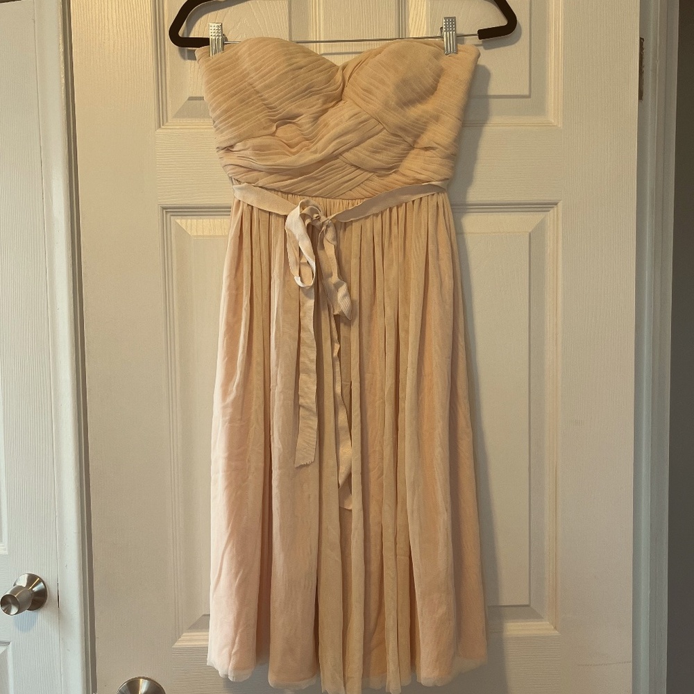 Strapless blush cocktail dress